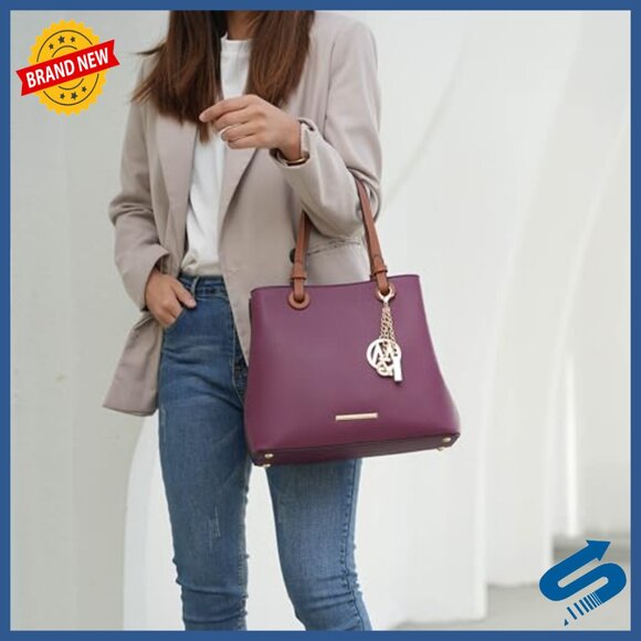 Multi-Pocket Vegan Leather Tote Crossbody Bag | 5 Colors  Large Vegan Leather Tote Bag with Wallet, Adjustable Crossbody Strap